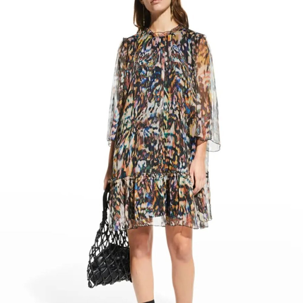 Johnny Was Jade Elaine Silk Chiffon Mini Dress
